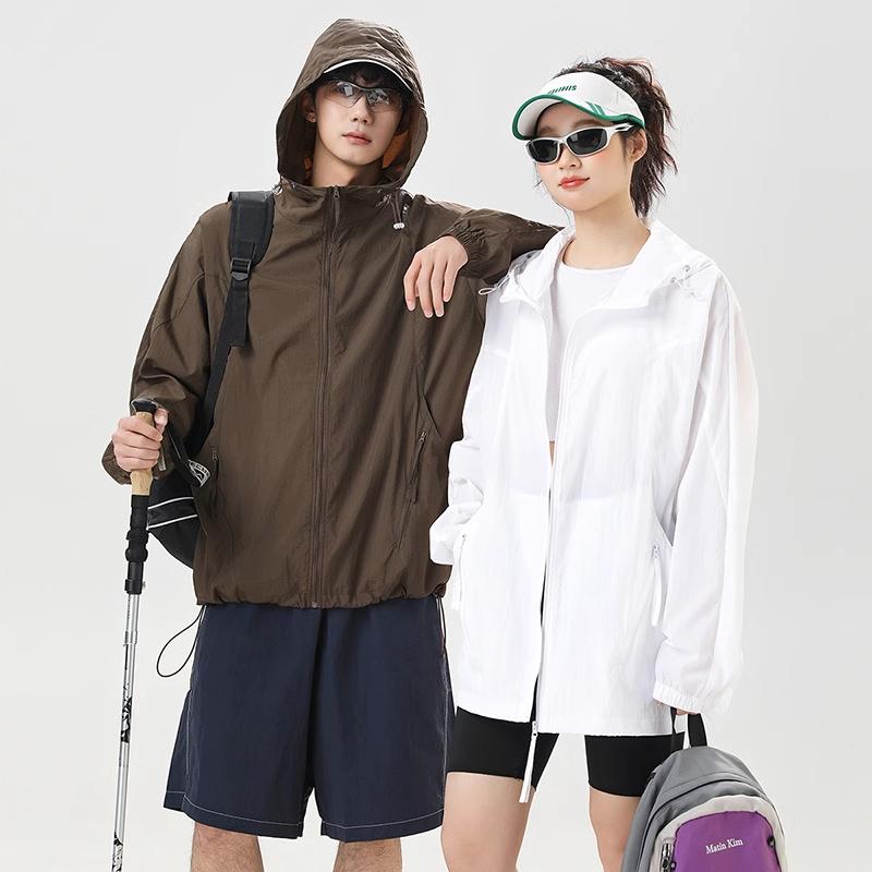 UPF10 + couple sunscreen clothes men's and women's summer light and breathable UV-proof outdoor casual hooded sunscreen jacket