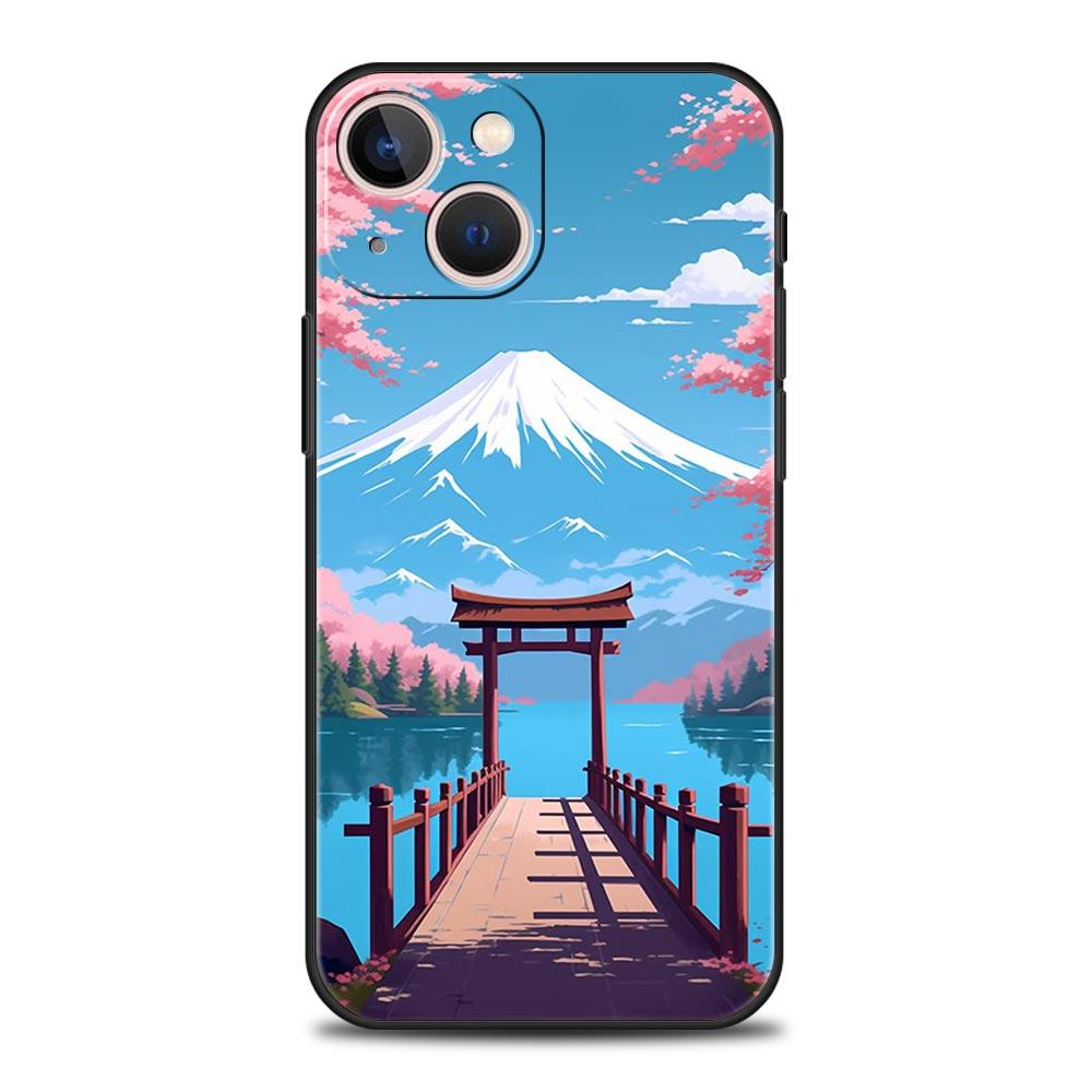 Japan Mount Fuji Painting Cherry blossom Phone Case For iPhone 17 16 15 Pro Max 11 12 13 14 7 8 Plus SE 2020 X XR XS Cover Soft