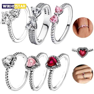 Anillos Originales Para Mujer Corona Corazón de Amor Sol Luna Compromiso Boda Anillo con Lazo Rosa Joyería de Lujo