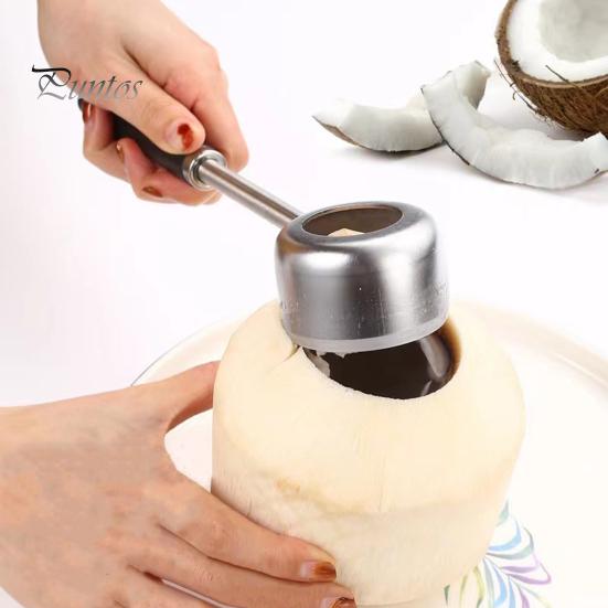Stainless Steel Coconut Cutter Manual Opener/Rubber Hammer/Coconut Meat Grater, Thickened Hole Kitchen Gadget for Hard Shell Fruits Puncher, Anti-slip