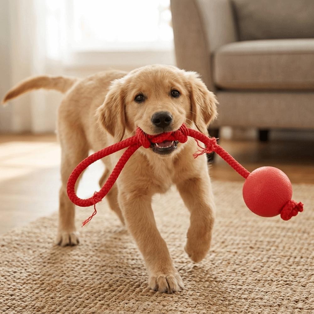 Round Shape Dog Chew Ball Cotton Rope Dog Elastic Toy Puppy Molar Toy  Outdoor Fetch Game