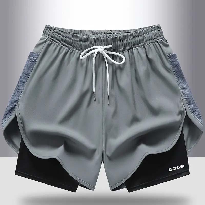 Women's Summer Quick-Dry Breathable Yoga Shorts with Faux Two-Piece Design