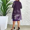 Women Dress Round Neck Half Sleeve Printing Shawl Design Plus Size Dress Loose Hem Slimming Casual Dress Office Party Wear