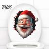 Funny Holiday Party Decorations Santa Toilet Sticker, Christmas Lid Decal, Self-Adhesive, 3D Festive Tank Clings Hole Waterproof PVC Wall Sticker for