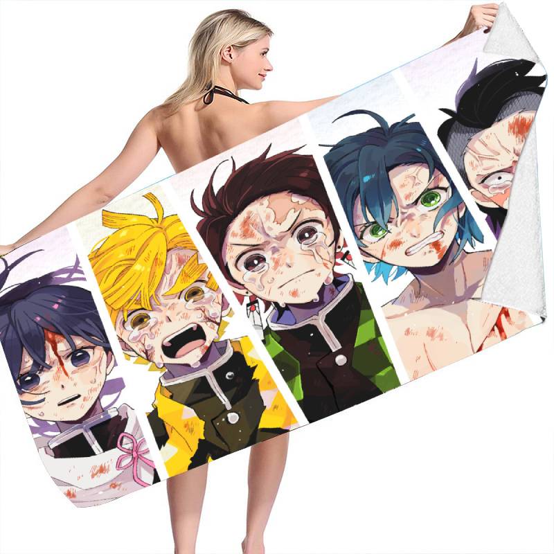 Demon Slayer 3d Anime Swim Bath Towel Beach Quick Dry Bathrobe Travel Seaside