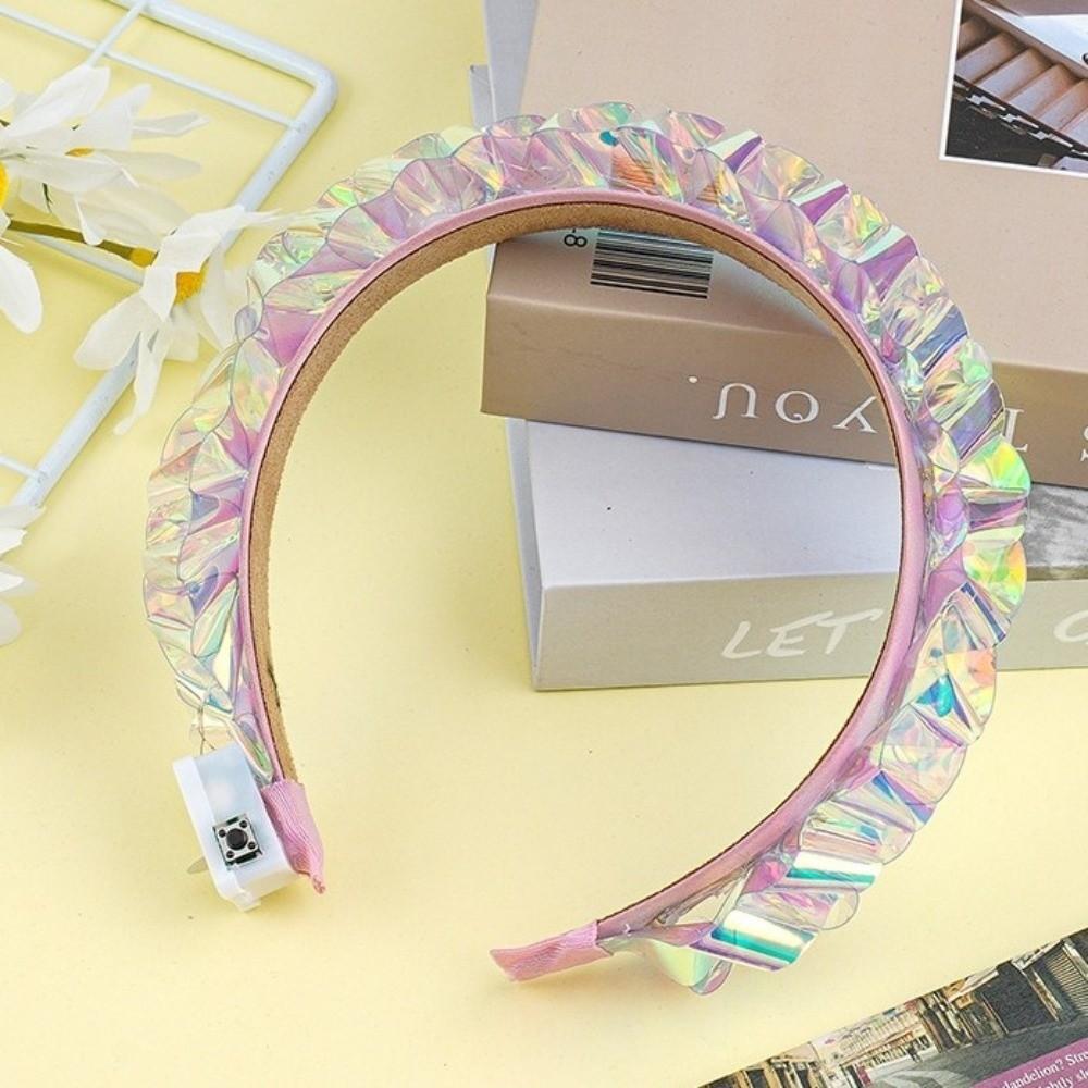Colorful Light Up Hair Hoop LED Glowing Crown Luminous Laser Headband Halloween Party