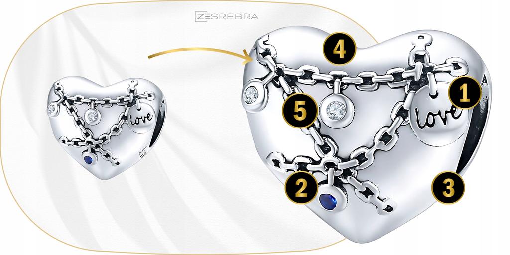 Charms Heart Bond 925 Bead Pendant Chain Zirconia Beads