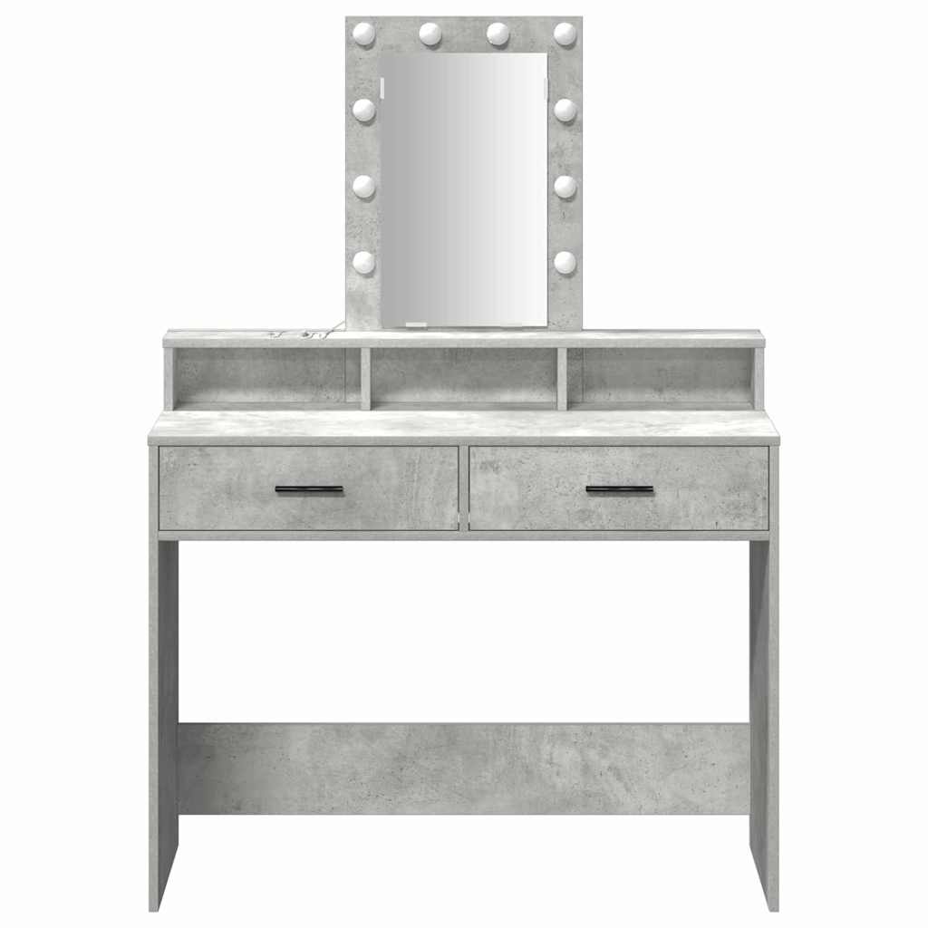 Makeup Table with Storage Gray 100 x 41 x 140 cm Engineered Wood