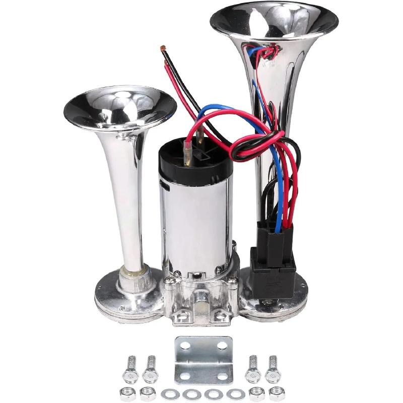 Super Loud 150DB Car Electric Dual Trumpet Horns 12V 24V Air Horn Speaker for Car SUV Vehicle Boat Train Motorcycle RV Truck