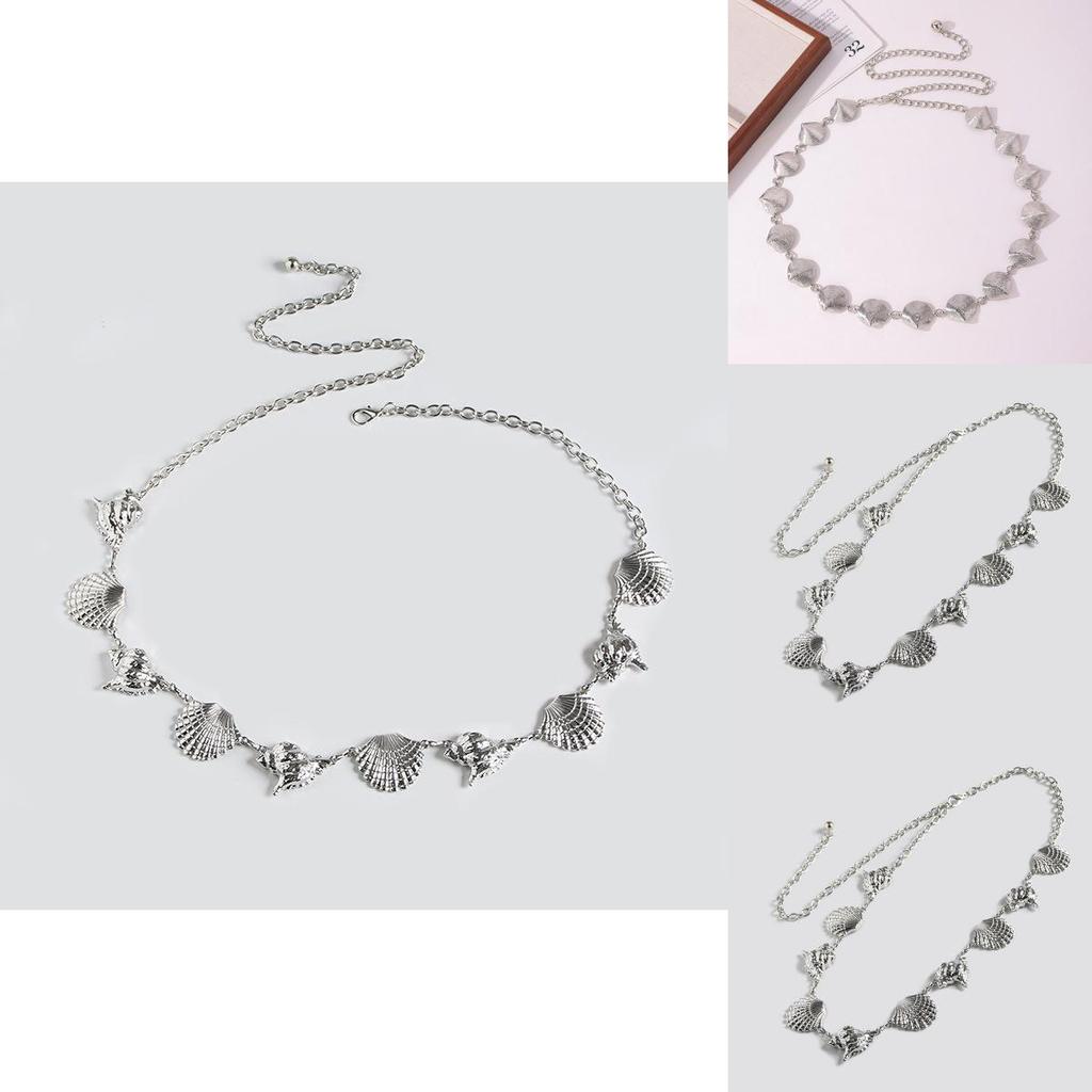 Vintage Style Metal Shell Waist Chain With Hook For Holiday Beach Outfit