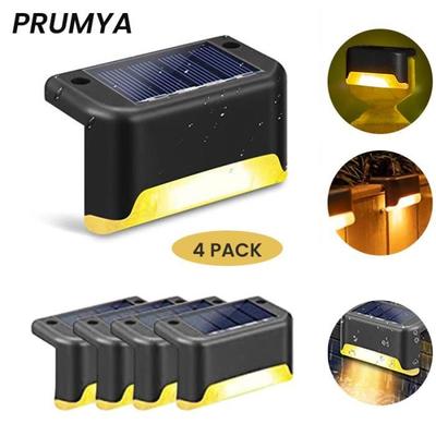 PRUMYA Outdoor Solar Light for Fence, Stairs, Terraces - Black - 4 Pack