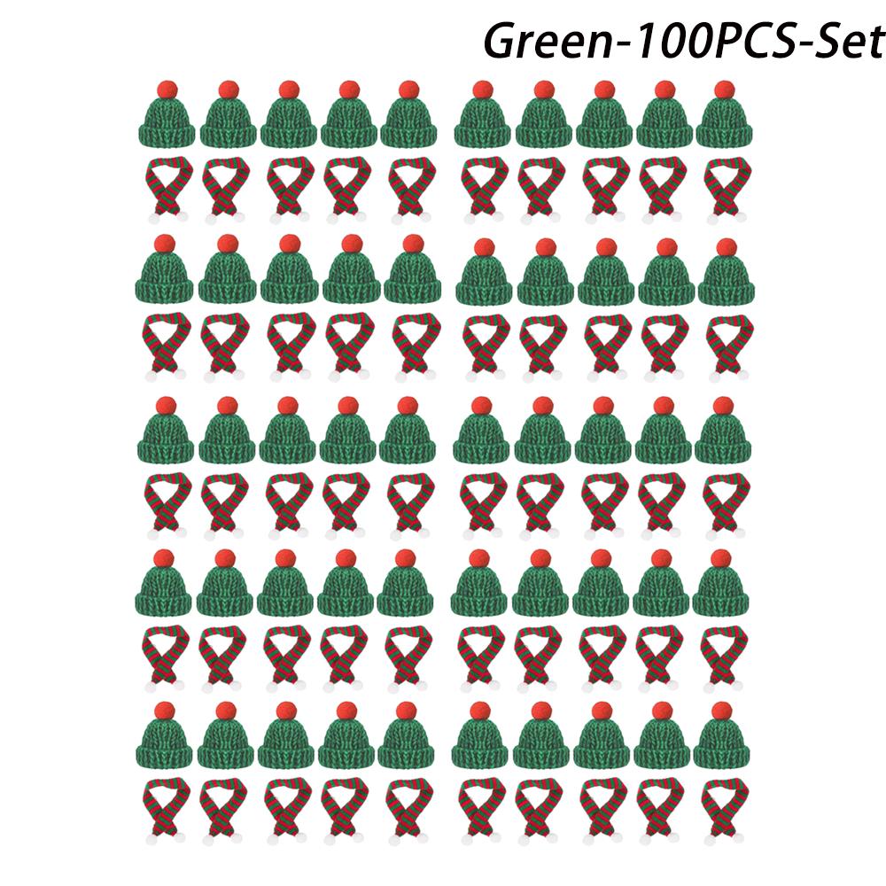 Mini Christmas Hat Mini Scarf Red Green Christmas Color Hanging Finger Hat Lollipop Bottle DIY Christmas Party Decoration