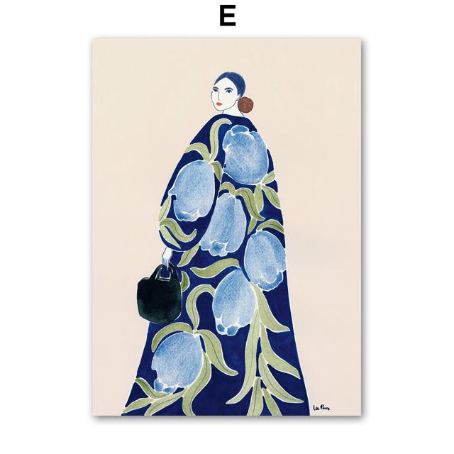 Tulip Vase Woman Coat Flower Fruit  Abstract Gallery Posters And Prints Wall Art Canvas Painting Pictures For Living Room Decor
