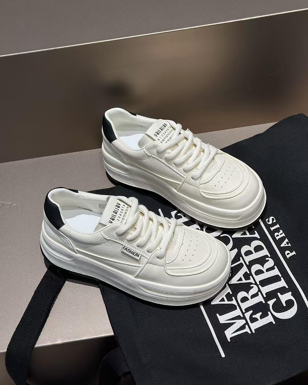 Платформа повседневная мода универсальные кеды женские новые персонализированные кожаные ретро хлеб 35