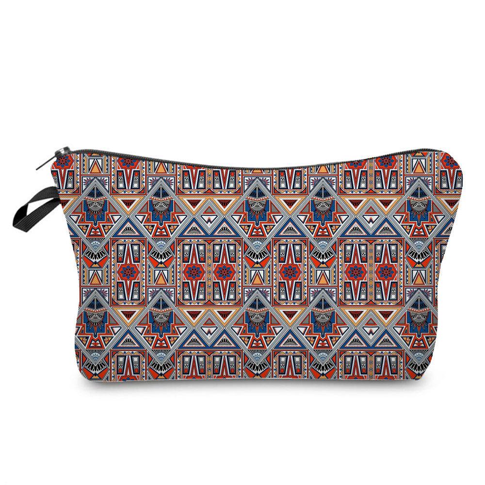Women Geometric figure Print Cosmetic Bag Toiletries Organize Travel Storage Case 6756 KTB