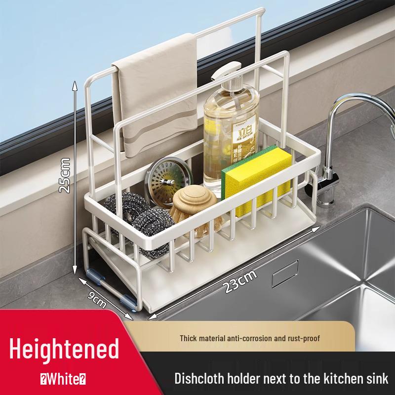 Sink Organizer: Dishcloth & Detergent Holder with Steel Wool Storage