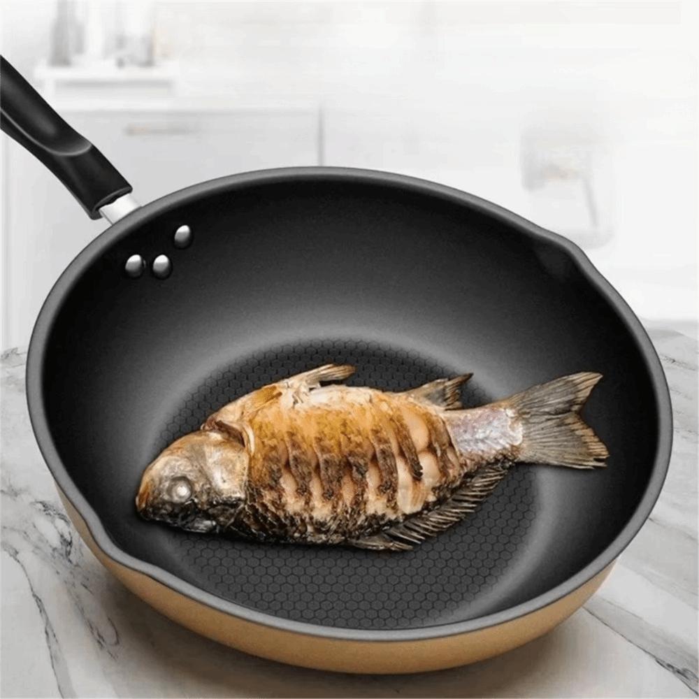 Honeycomb Pattern Frying Wok Scratch Resistant Cooking Pot Non-Stick Frying Pan  Stove