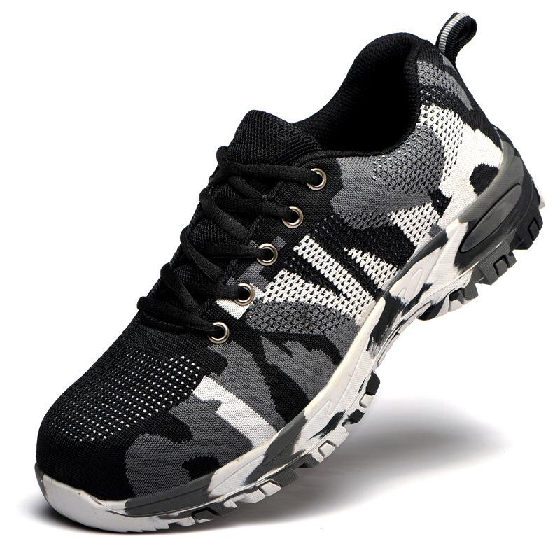 Pánská módní pracovní bezpečnostní obuv s ocelovou špičkou velké velikosti, letní maskáčová bezpečnostní obuv, bezpečnostní boty pro pracovníky, bezpečné boty, ochranná obuv