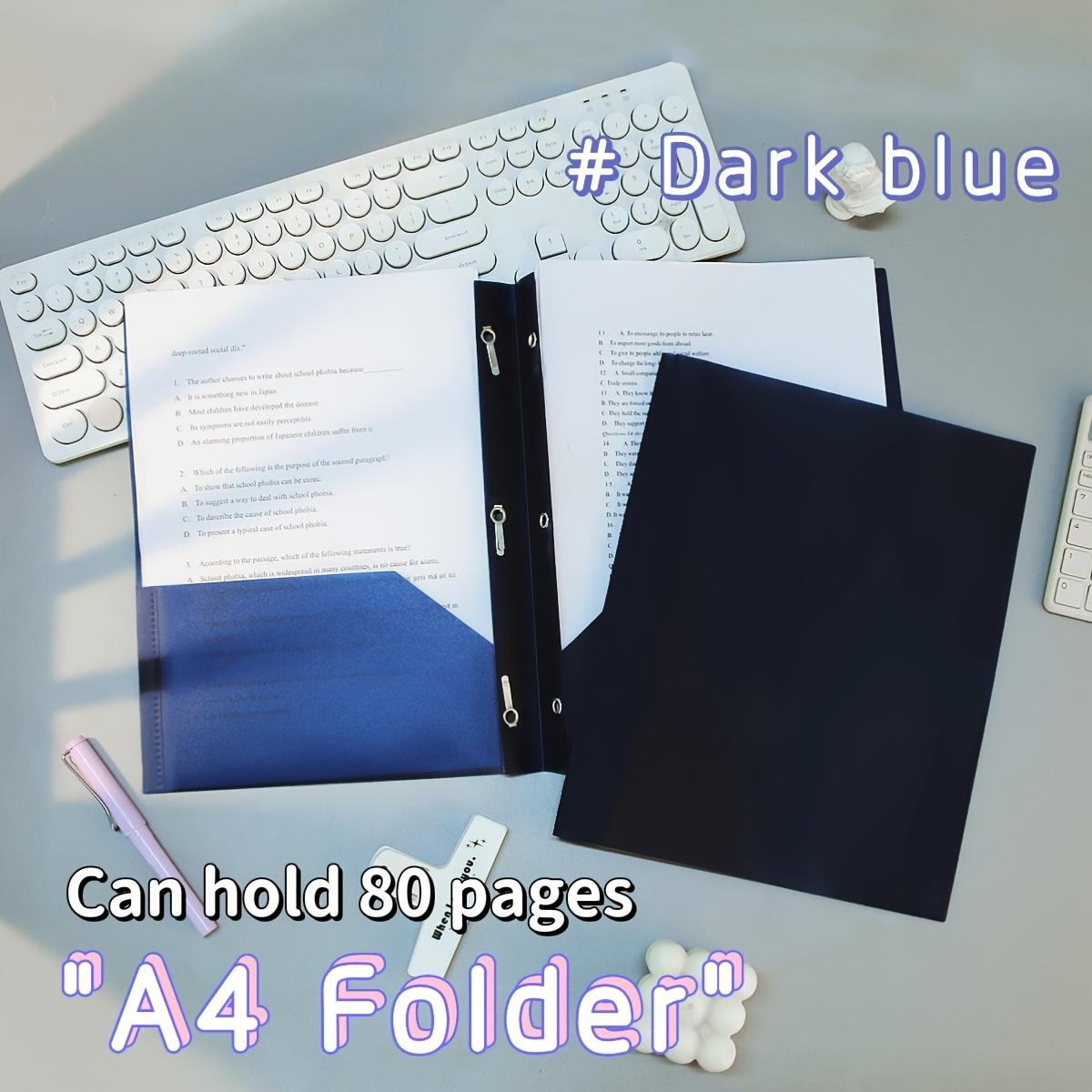 

2pcs A4 Dual-Insert Tadpole Folders - D-Shaped American Report Clips, Durable PP Material, Document Storage, Sturdy Construction темно-синього кольору