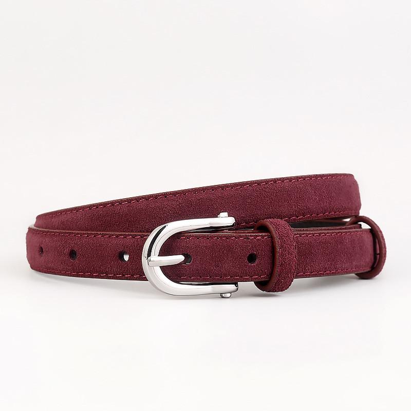 

Genuine Leather Womens Slim Belt With Pin Buckle For Casual Jeans And Dresses AngoraRed