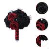 Artificial Rose Flowers Black Leaves Dark Wedding Ornament Twig Goth Flower Bouquet for Theme Party