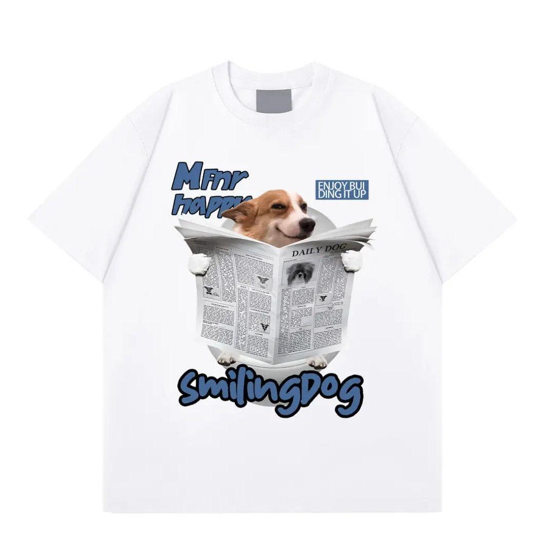 

Fun Dog Printed Men s T-Shirt Summer Vintage Kawaii Men s Women s Surfing Beach T-Shirt Unisex Breathable Casual Top S