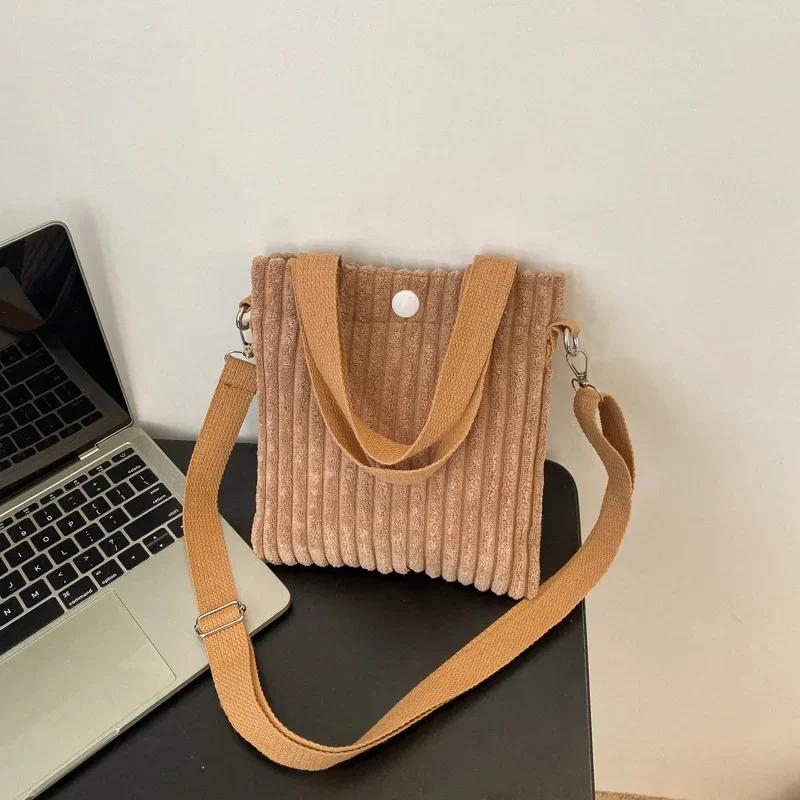 Korean Mini Bucket Bag Corduroy Handbags Crossbody Bag for Women Vertical Casual Mini Tote Bag Power Bank Phone Pouch Coin Purse