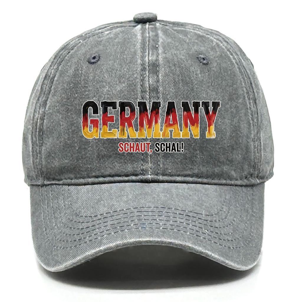 Baseball Hat With "GERMANY" "SCHAUT, SCHAL" Flag Printed , Adjustable Sun Hat Sporting Fashion Raw Brim Cozy Dad Hat