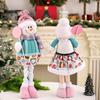 Retractable Christmas Doll with Retractable Legs Pink Santa Claus Snowman Elk Standing Doll for Home Display and Festive Window