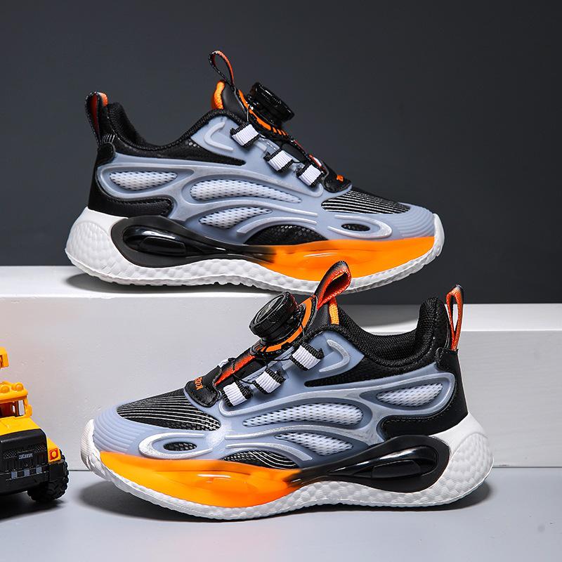 Spring/Autumn 2025 Boys' Breathable Non-Slip Spin Buckle Running Shoes