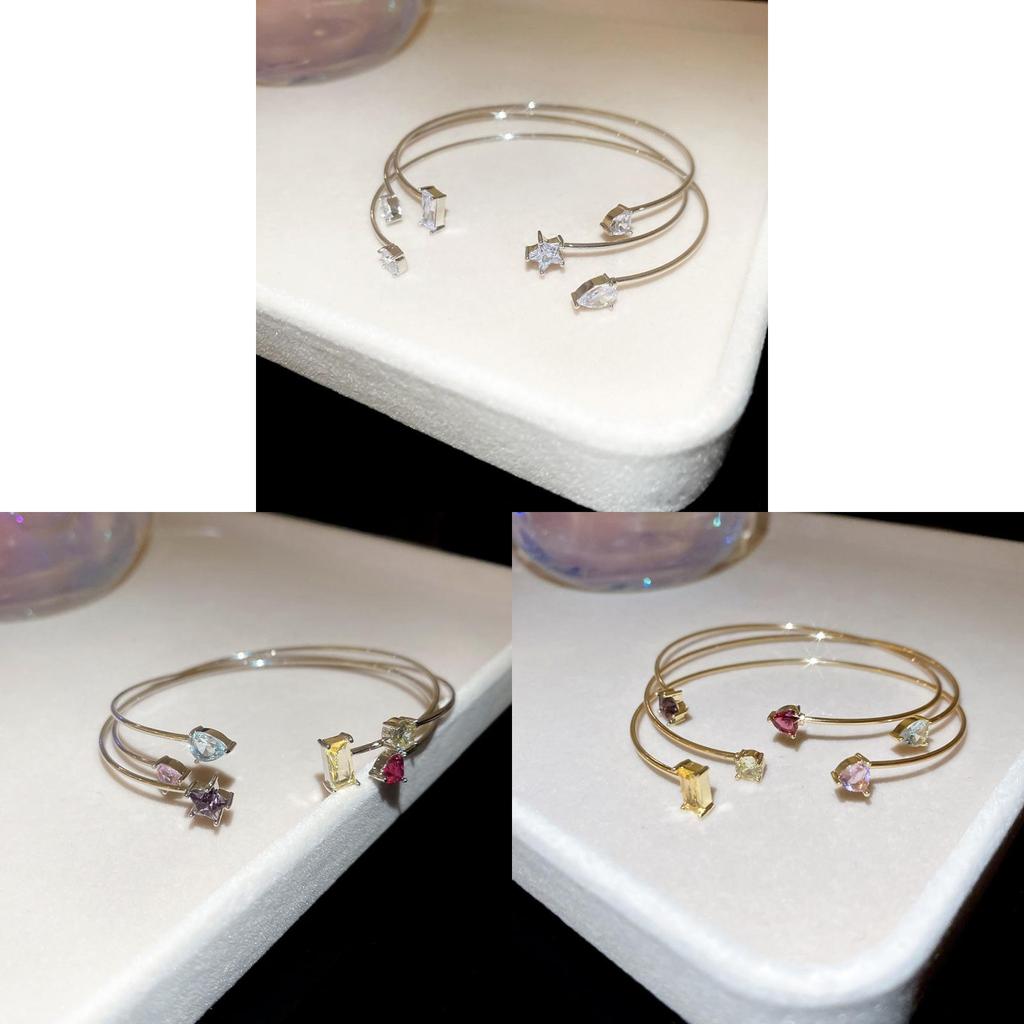 Geometric Zircon Star Shape Bracelet Set With Cubic Zirconia For Fashion Women