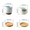 Vaso de cerâmica com bandeja de bambu estilo japonês suculenta planta vaso de flores bonsai plantador decoração de jardim cactos plantas plantadores