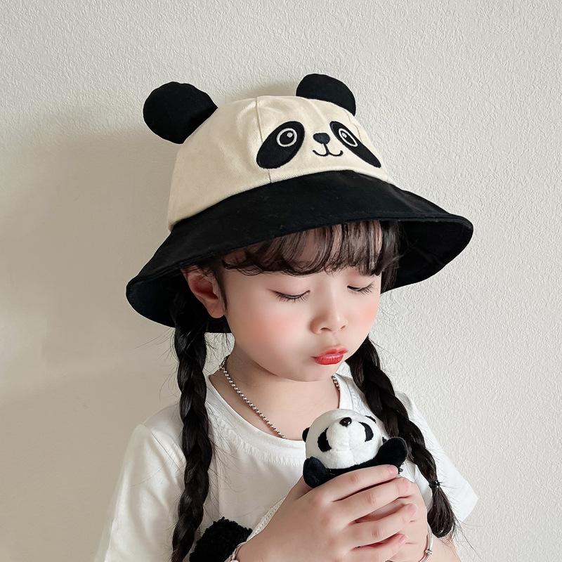 Children Bucket Hat Girl Summer Sun Hat Cute Panda Rabbit Frog Bear Cartoon Hat 52 head circumference