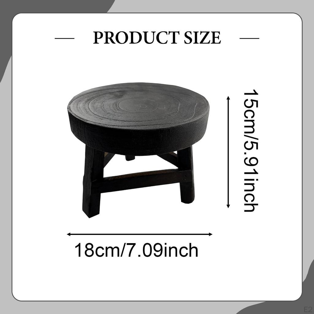 Wood Plant Stool Pot Riser Holder Rustic Round Flowerpot Rack Flower Shelf for Indoor Outdoor