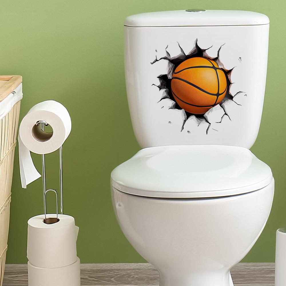 Creative Broken Basketball Bathroom Toilet Beautification Decorative Stickers