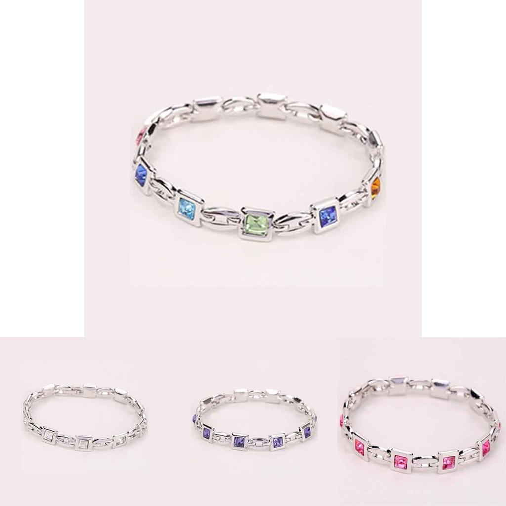 Beautifully Crafted Fashion Jewelry Silver Plated Princess Cut Girl Elegant Crystal Bracelet Charm