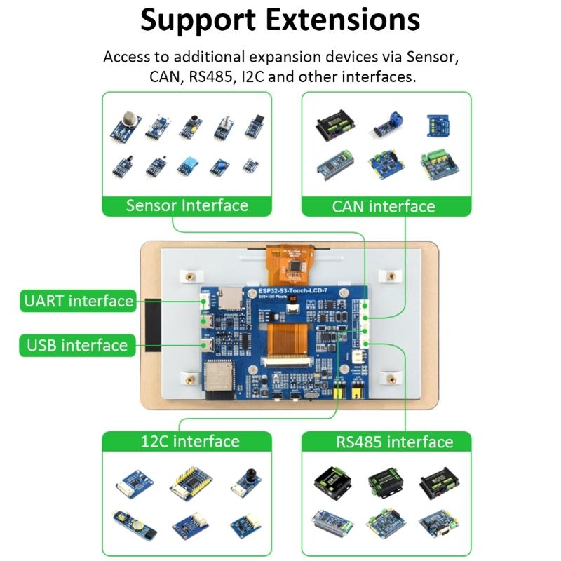 ESP32 7inch 800x480 LCD Display Touch Screens Development Board Bluetooth-compatible 8MB Flashed Capacitive Screens