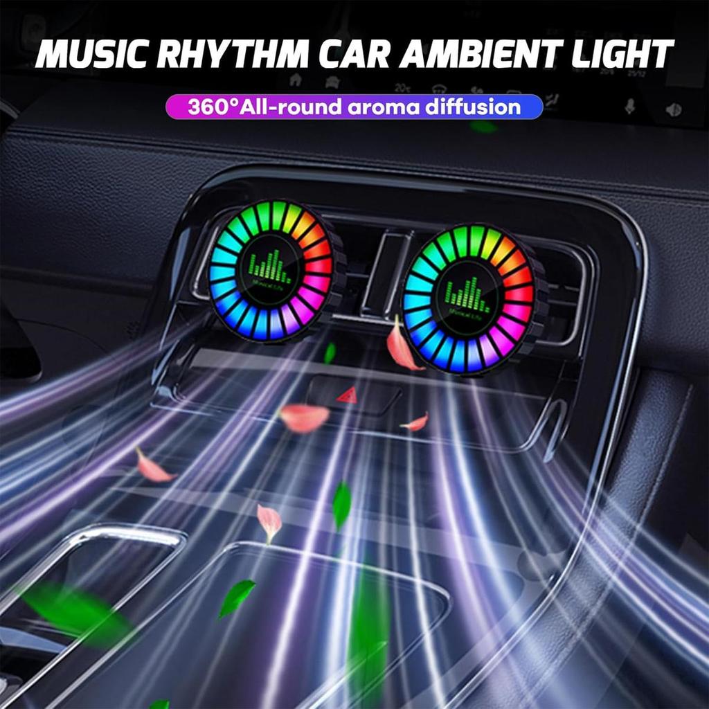 Universal Car Air Vent Freshener LED Rhythm Light RGB Sound Pickup Lamp Auto Start Stop Smart Aromatherapy Diffuser Car Interior Styling Accessories