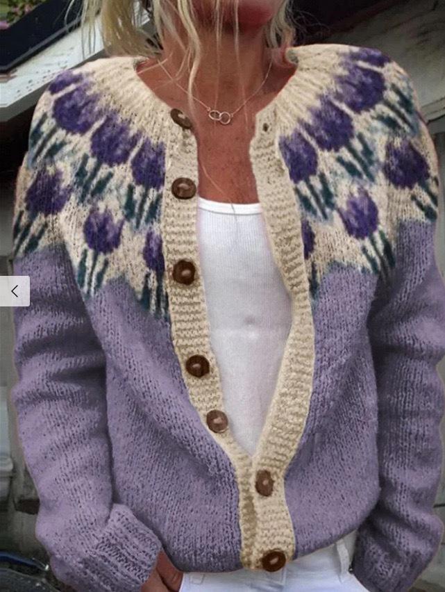 European Style 3 D Print Cardigan Knitted Jacket Spring and Fall Women 7 Sweater