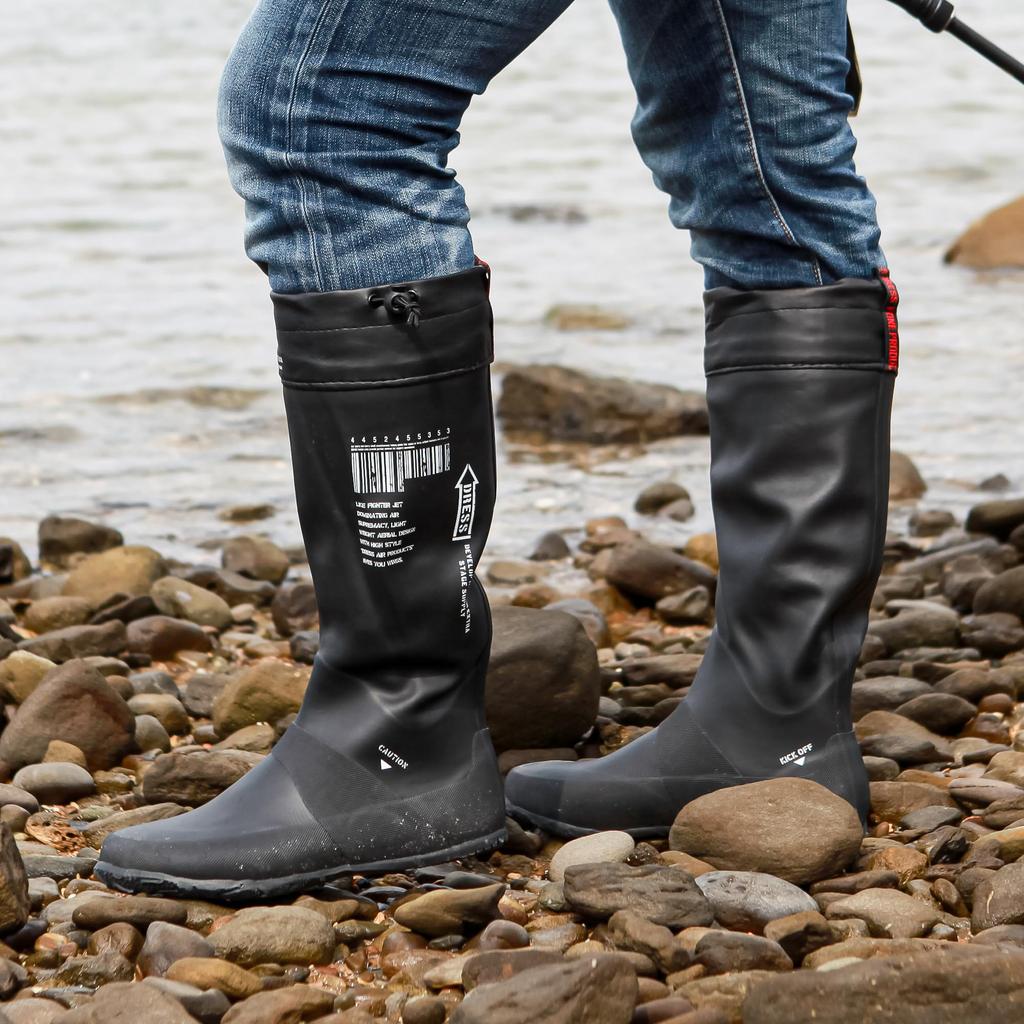 Rain Boots Airborne Black Fishing Boots Wading Boots Rain Boots Marine Boots Fully Waterproof Water Repellent Stream Rocks [Dress] [26cm] Non-Slip