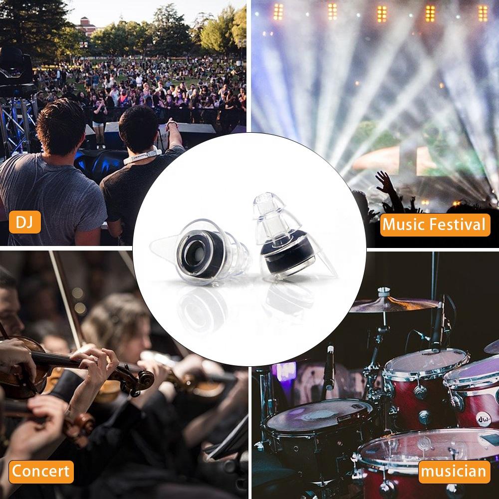 Reusable High Fidelity Silicone Earplugs 18dB SNR Noise Cancelling Concert Ear Plugs for Musicians DJs Travel Study Motorcycles