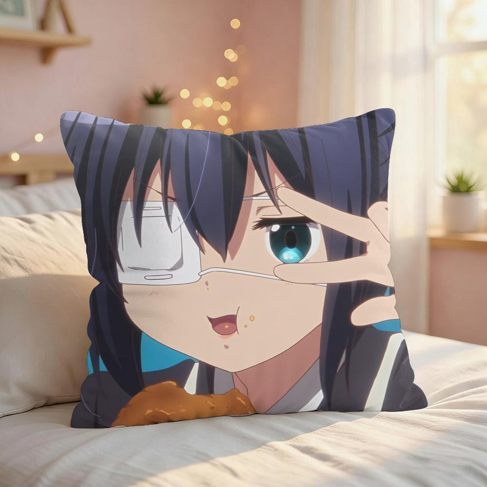TTakanashi Rikka Sexy Anime Cushion Cover Silky Short Plush Invisible Zipper Dustproof Sofa Pillow Case For Home Decor