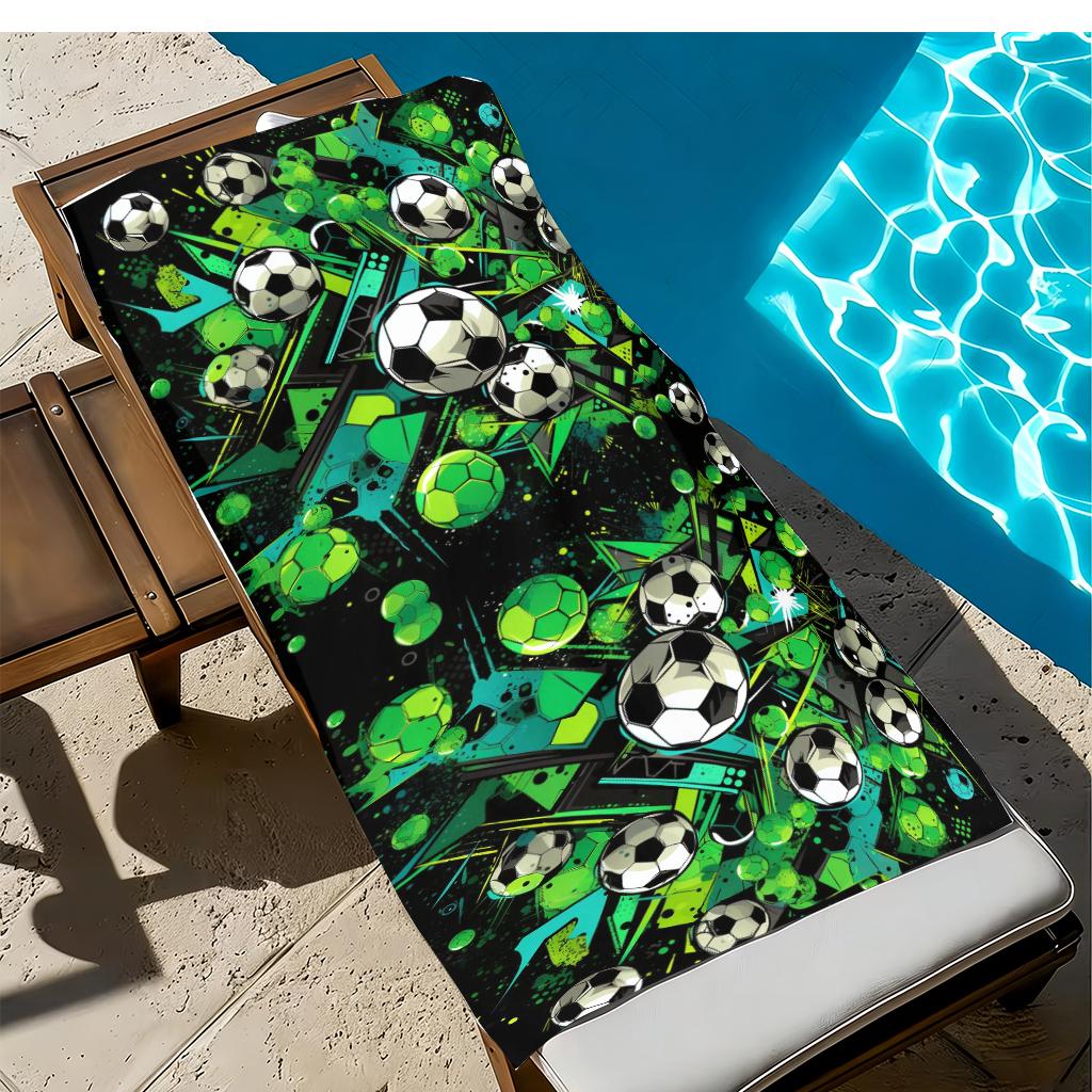 Cooles Fußball Graffiti Strandtuch Groß Saugfähig Leicht Stranddecke für Sportfans Sommer