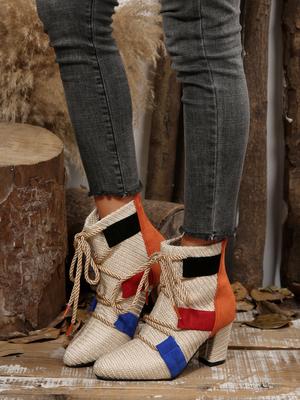 Moda 2025 Novos Sapatos Femininos Sandálias Femininas com Cadarço Frontal Combinação de Cores da Moda Sandálias de Salto para Vestir Sandálias de Salto Femininas de Verão Tamanho Plus