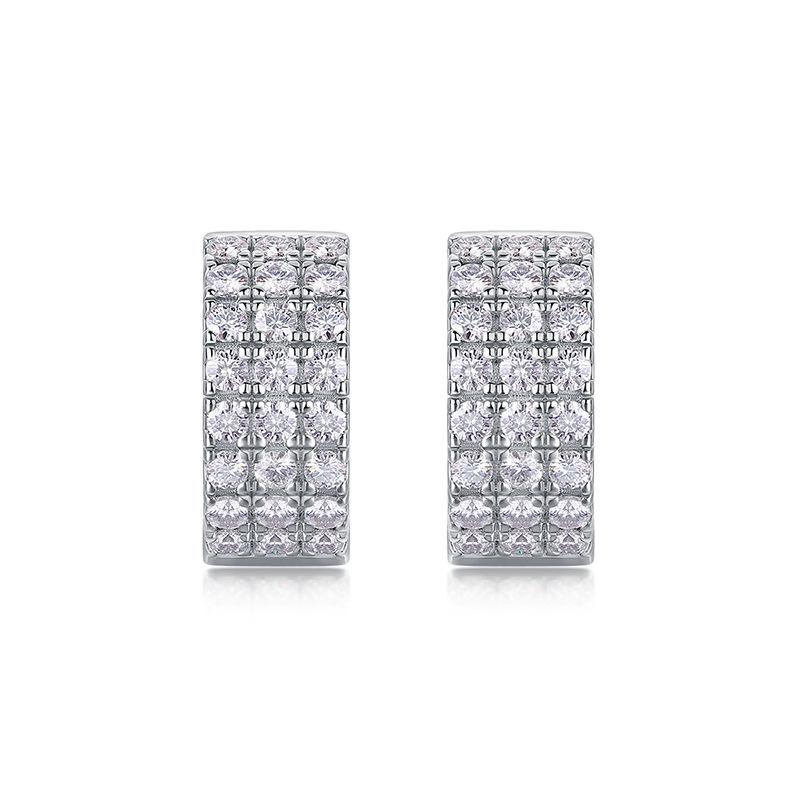 European and American Three-row Dense Zircon Earrings, Casual and Fashionable High-end Earrings, Daily Exquisite Versatile Earrings