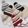 Fair Island Jacquard Ear Cap Women's Autumn and Winter Fleece Thickened Hairball Knitted Strap Windproof Warm Lei Feng Wool Cap