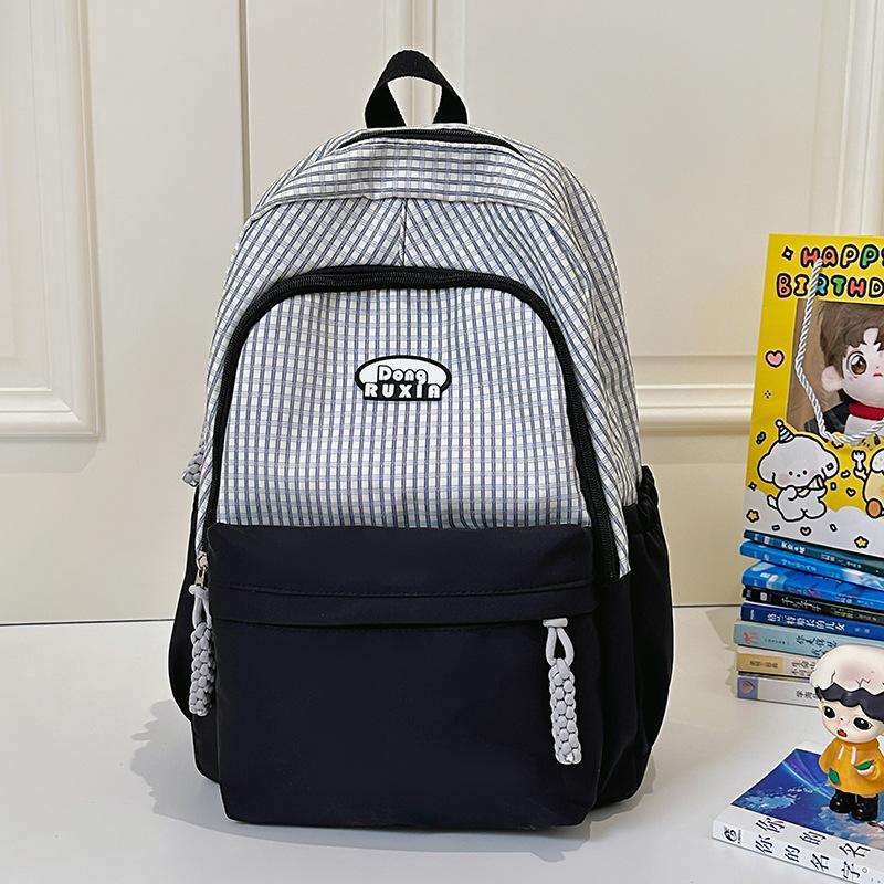 School Bag High Value Ins Cute Plaid Big Light Casual School Bag Large Capacity Commuter Girl Backpack