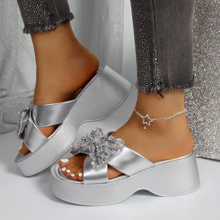 

Пятно ПУ квадратный каблук высокий каблук Т-тип резина 39 серебряный