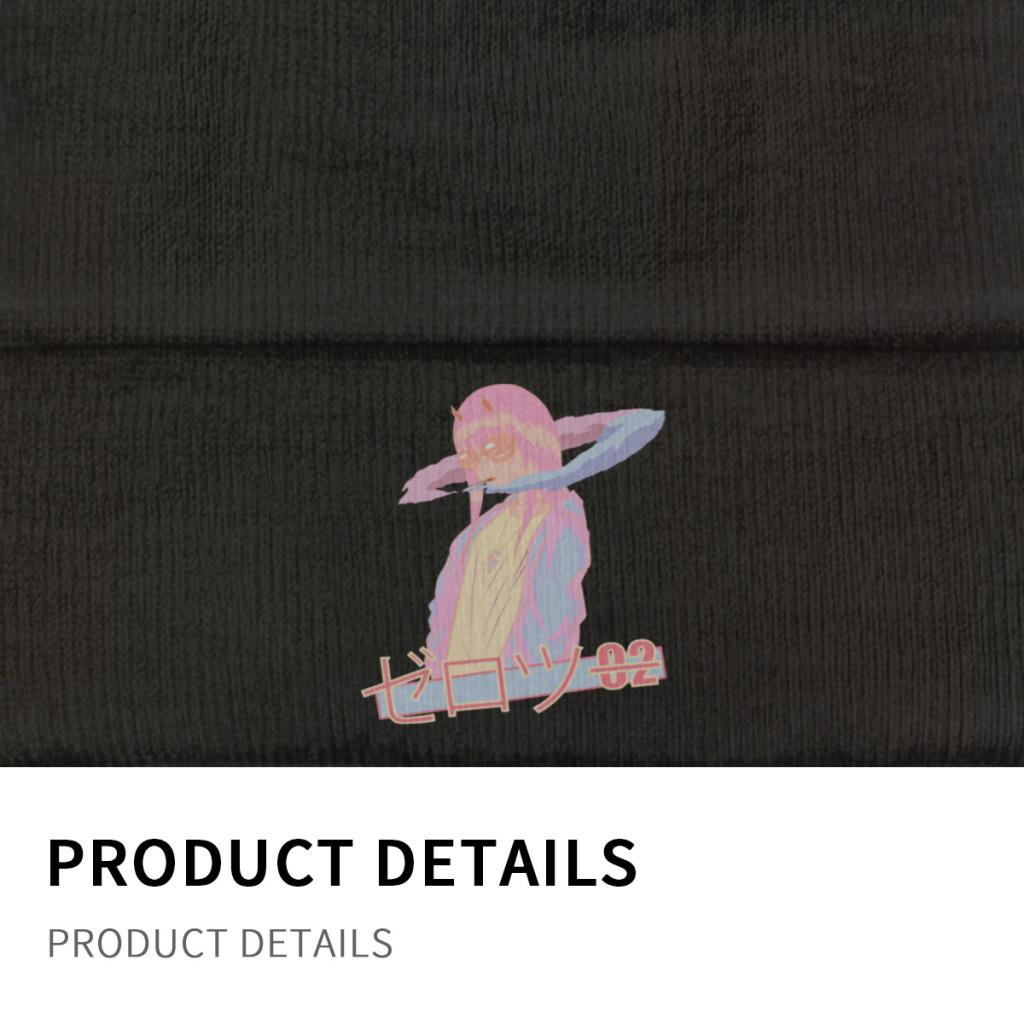Darling In the Franxx Zero Two Blazed Vaporwave Anime Knitted Hat Women's Unisex's Beanies Autumn Winter Hat Polyester  Warm Cap