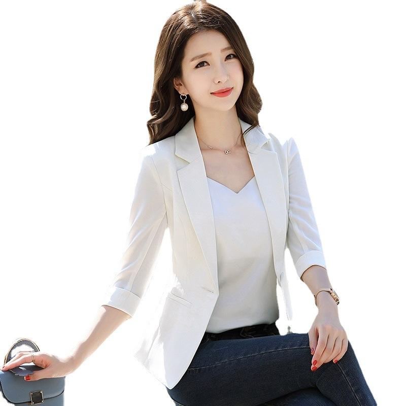 White Blazer Women's Thin Summer New Casual Professional Top Short Small Seven-quarter Sleeve Suit Spring